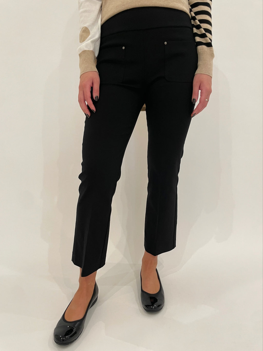 Elliott Lauren Baby Boot Pant With Patch Pocket in Black available at Barbara Katz