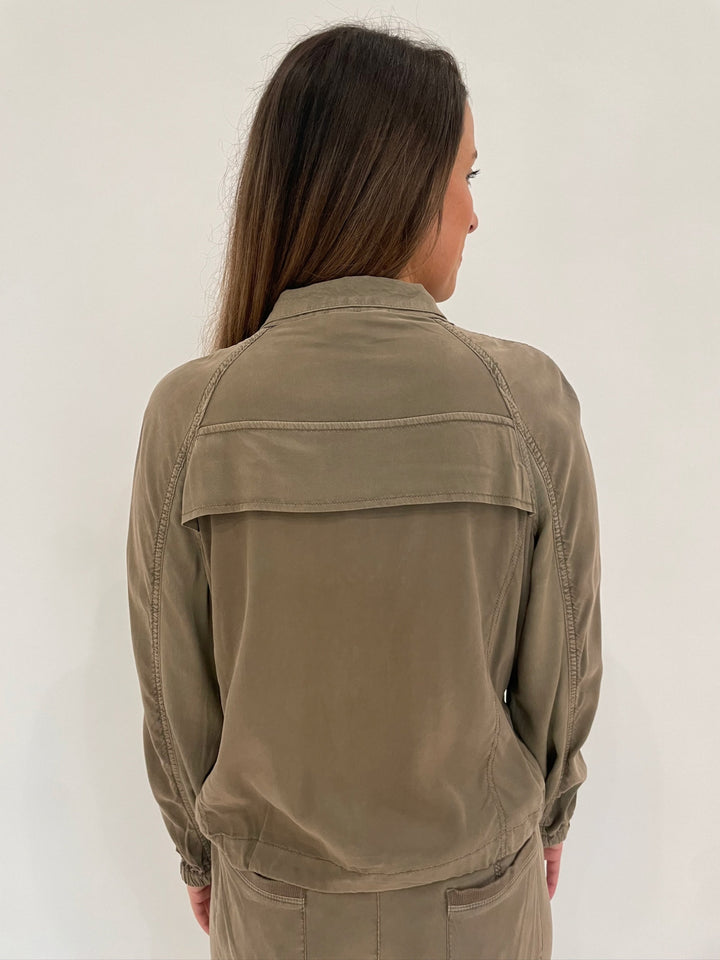 Marrakech Bali Stretch Cupro Windbreaker Jacket in Oregano available at Barbara Katz