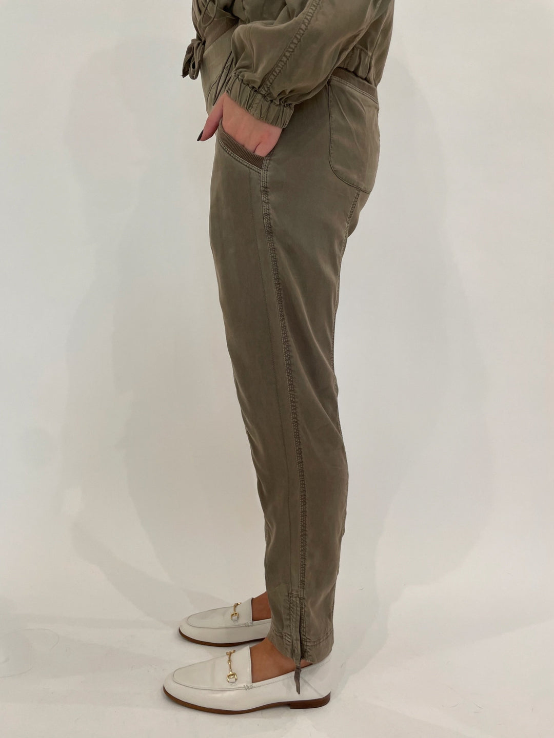 Marrakech Melody Stretch Cupro Jogger in Oregano available at Barbara Katz