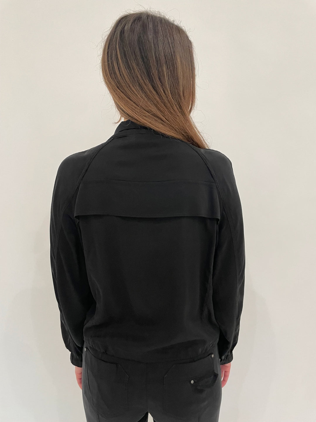 Marrakech Bali Stretch Cupro Windbreaker Jacket in Black available at Barbara Katz