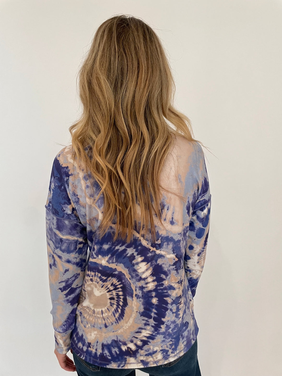 David Cline Lagoon Swirl Crew Top in Lake Tie Dye available at Barbara Katz