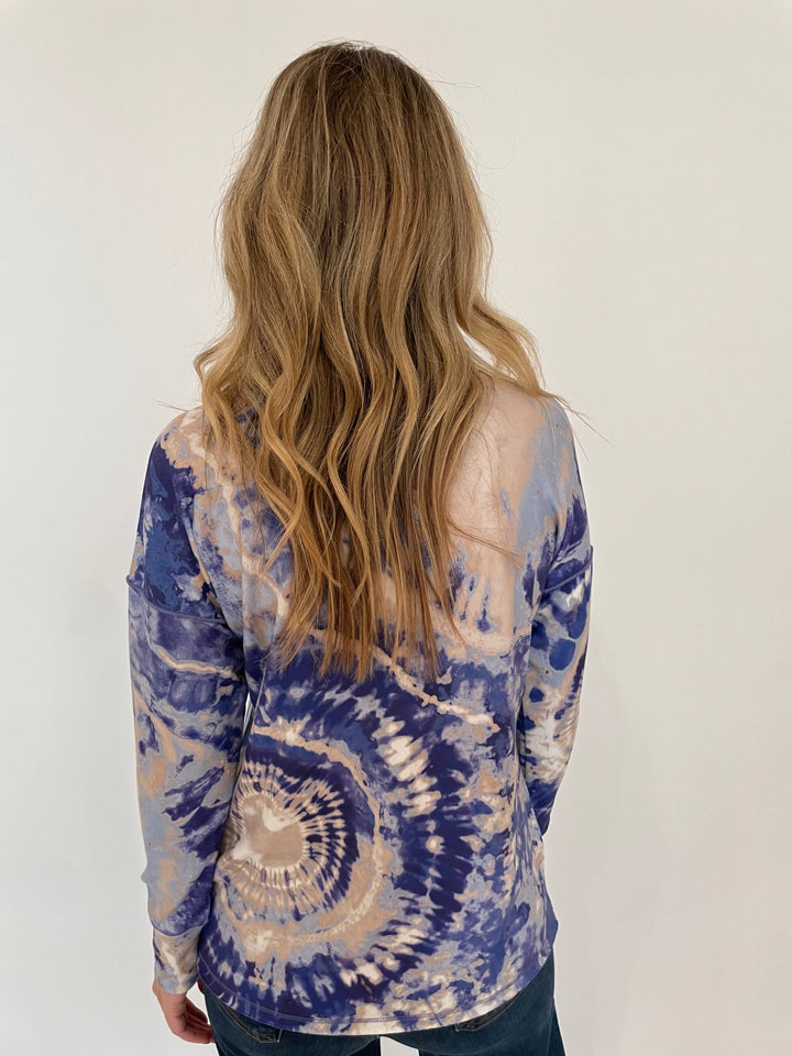 David Cline Lagoon Swirl Crew Top in Lake Tie Dye available at Barbara Katz