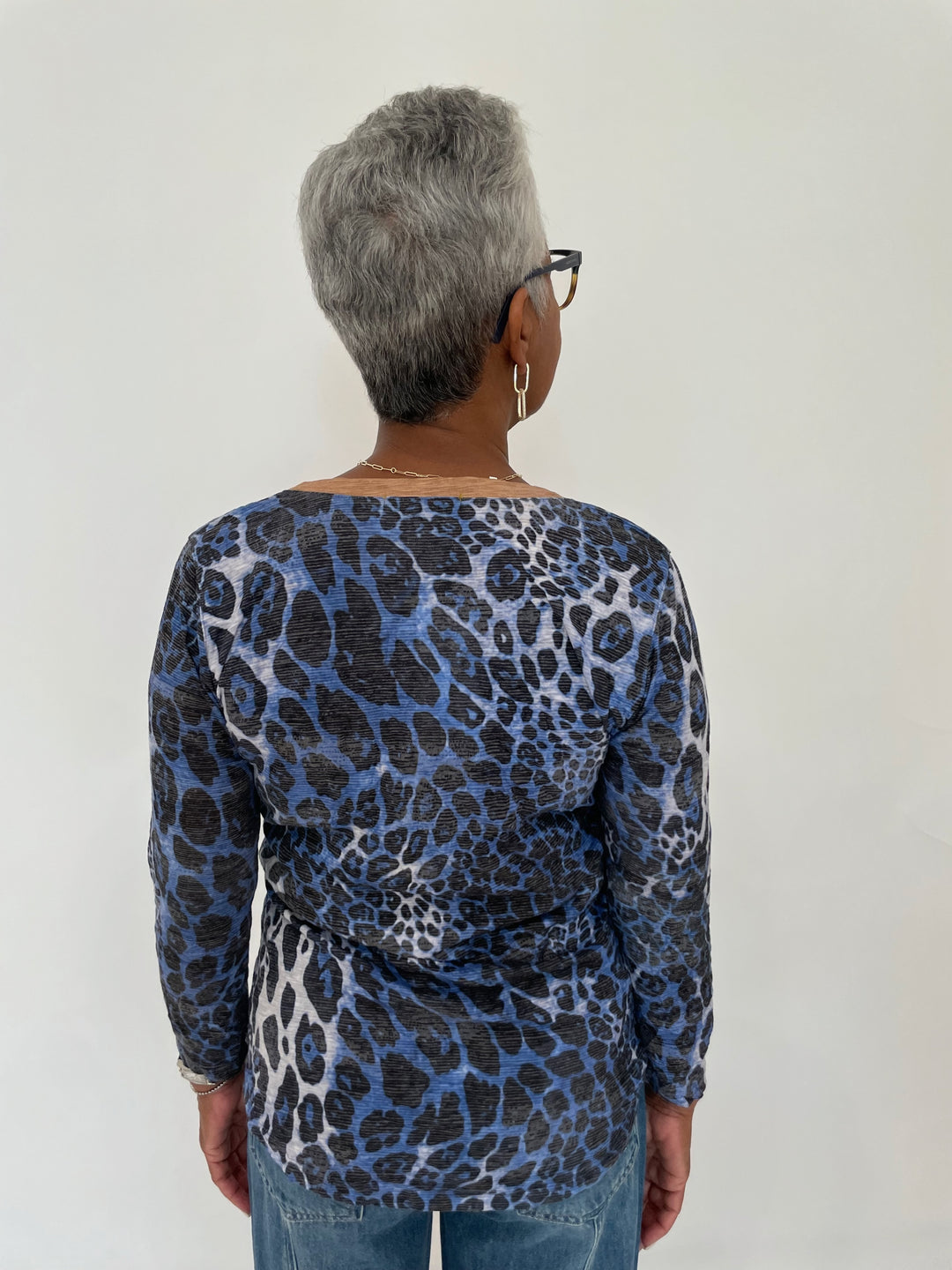 David Cline Blue Wilderness 3/4 Sleeve Tee in Safari available at Barbara Katz