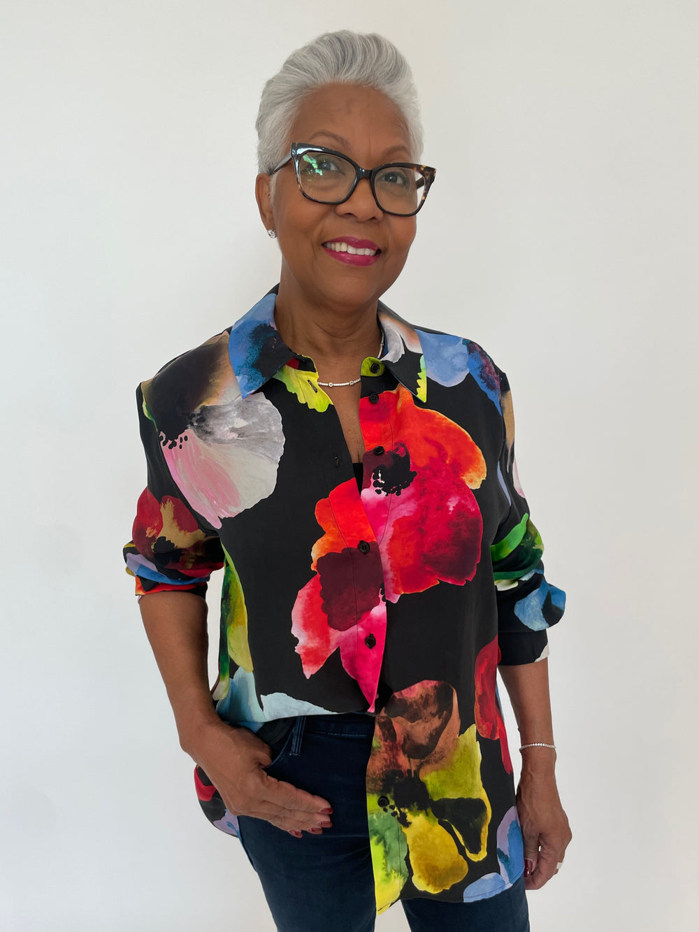 Stine Goya Watercolor Bloom Long Sleeve Shirt available at Barbara Katz