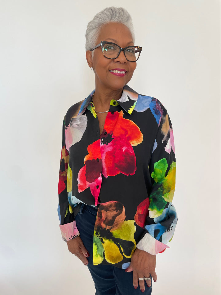 Stine Goya Watercolor Bloom Long Sleeve Shirt available at Barbara Katz