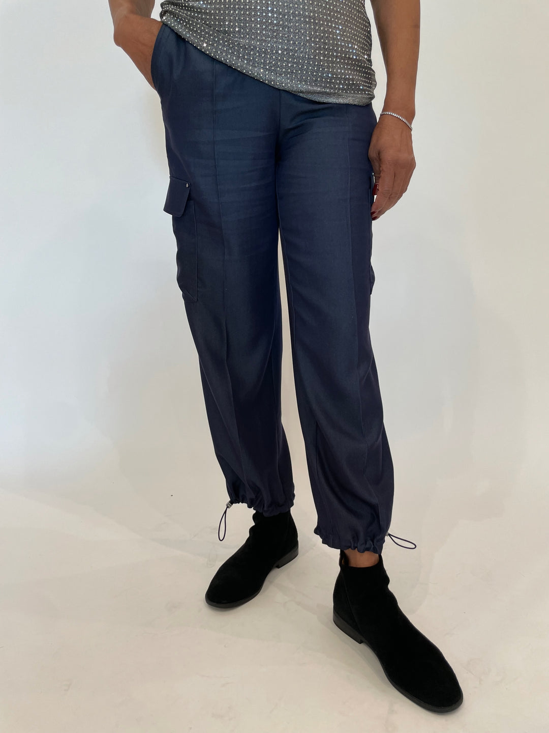 Lysse Monique Tailored Cargo Pants in Solid Indigo available at Barbara Katz