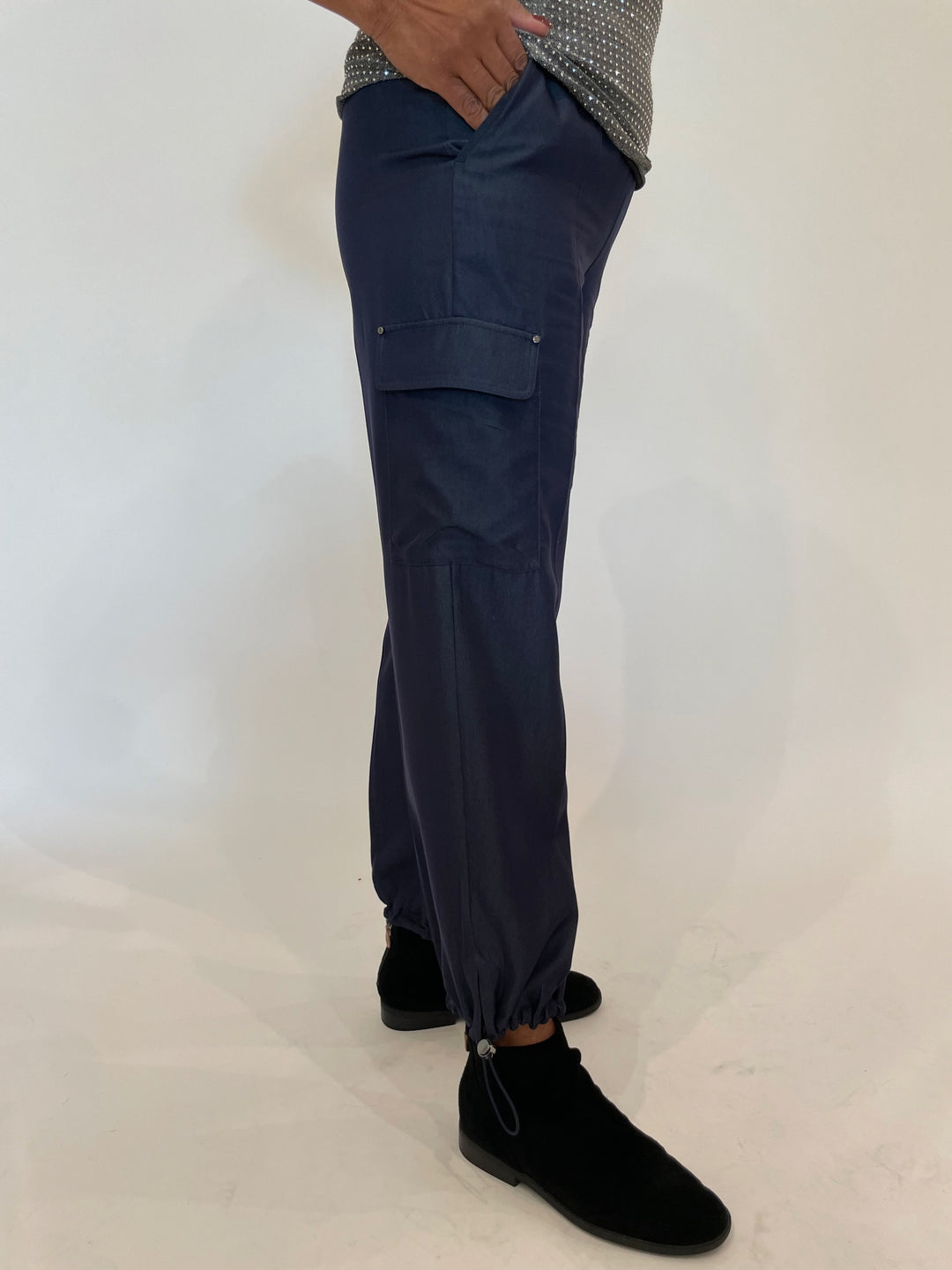 Lysse Monique Tailored Cargo Pants in Solid Indigo available at Barbara Katz