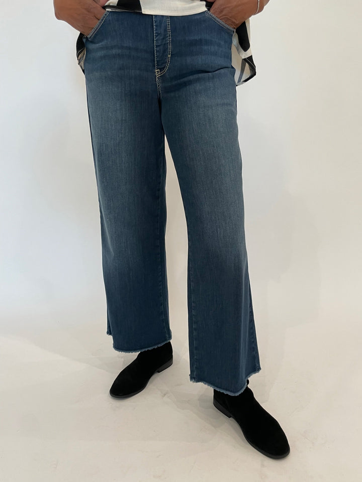 MAC Dream Wide Crop Wonder Jeans in Denim available at Barbara Katz