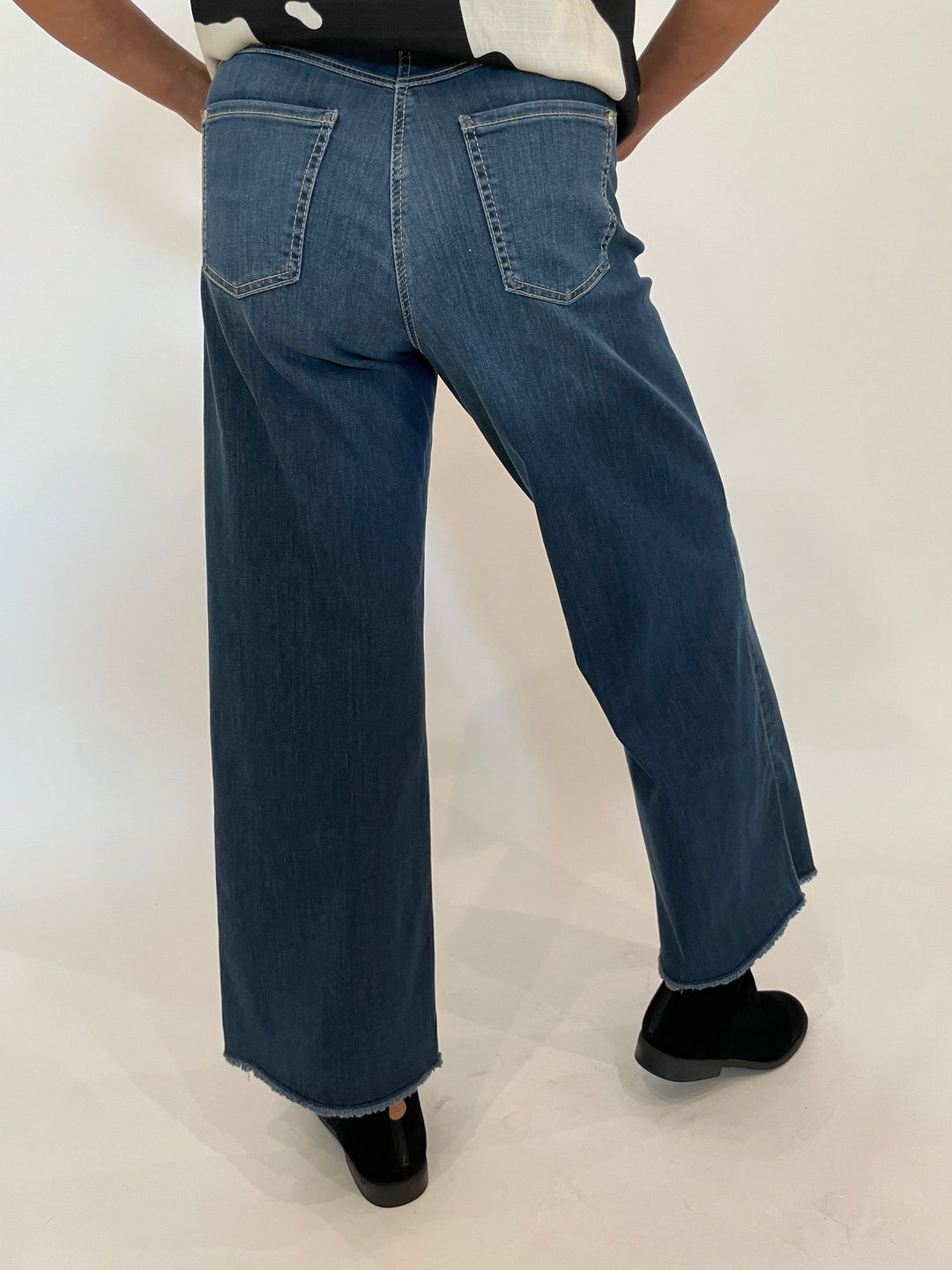 MAC Dream Wide Crop Wonder Jeans in Denim available at Barbara Katz