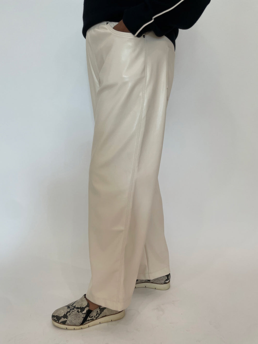 Melissa Nepton Andrew Vegan Wide Leg Pants in Cream available at Barbara Katz