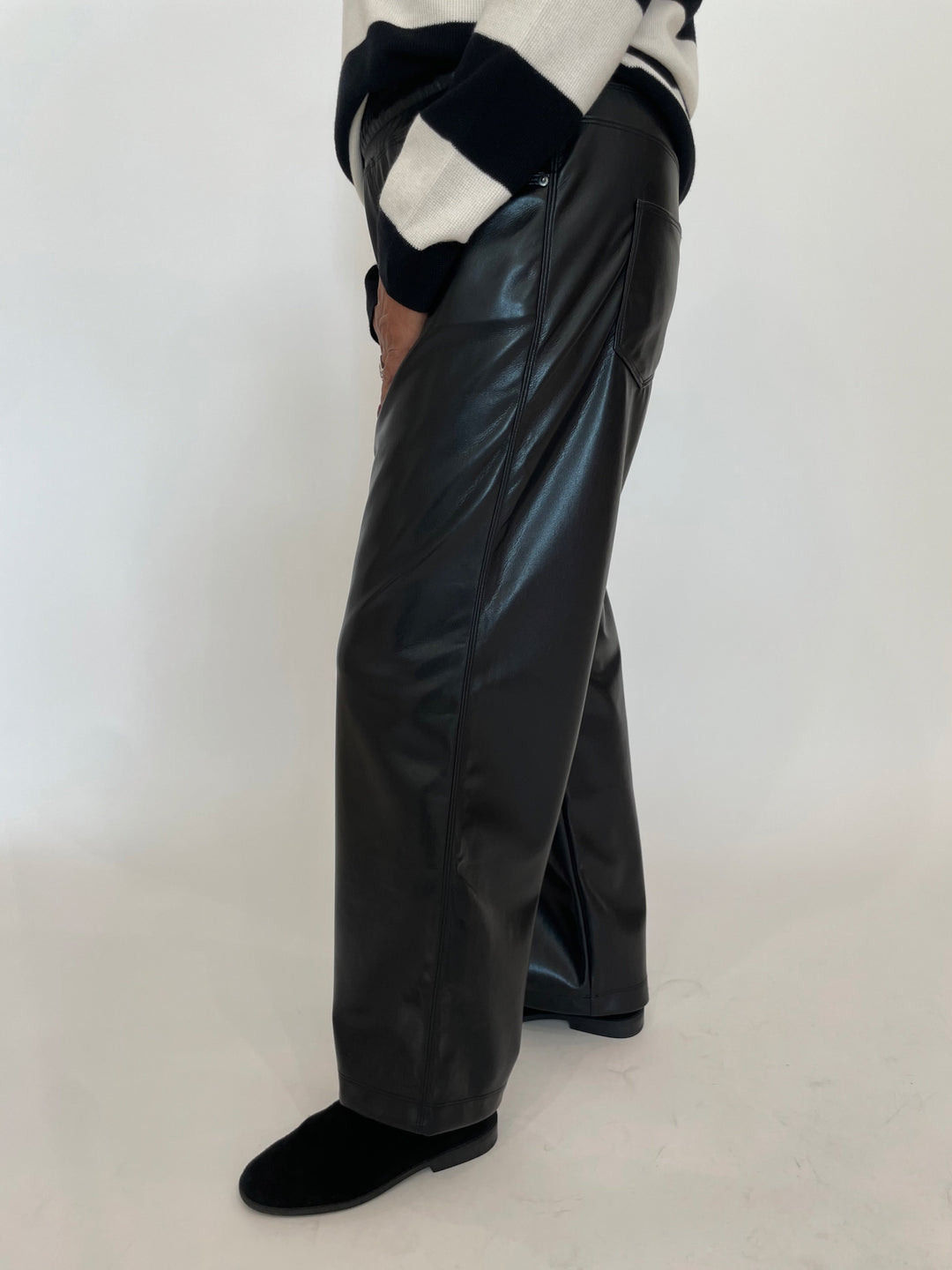 Melissa Nepton Andrew Vegan Wide Leg Pants in Black available at Barbara Katz