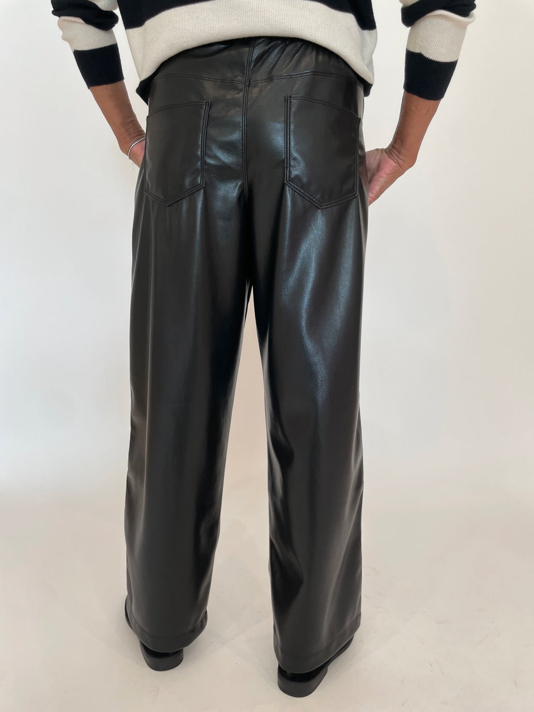 Melissa Nepton Andrew Vegan Wide Leg Pants in Black available at Barbara Katz