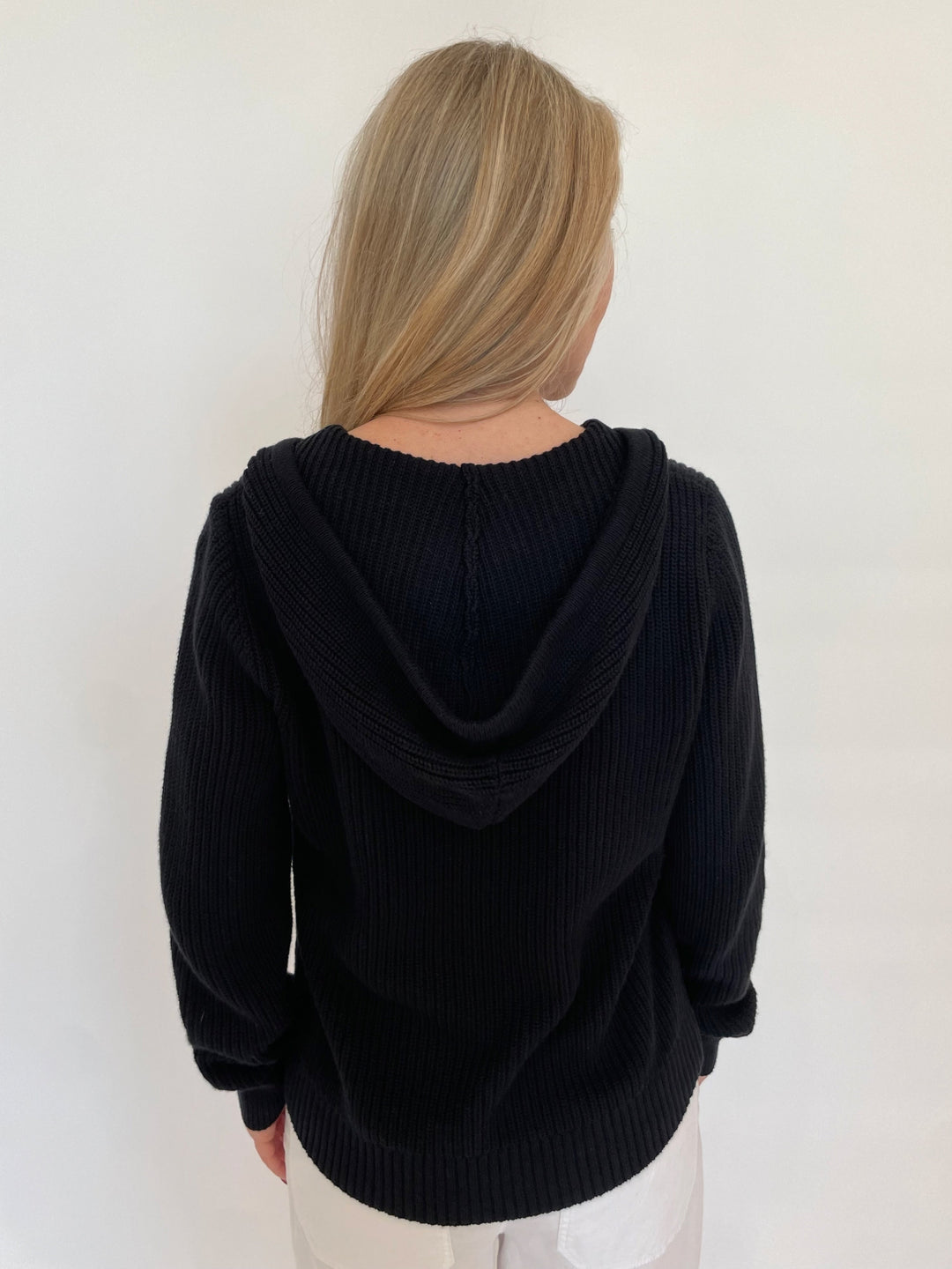 J Society Leslie Sweater Hoodie in Black available at Barbara Katz