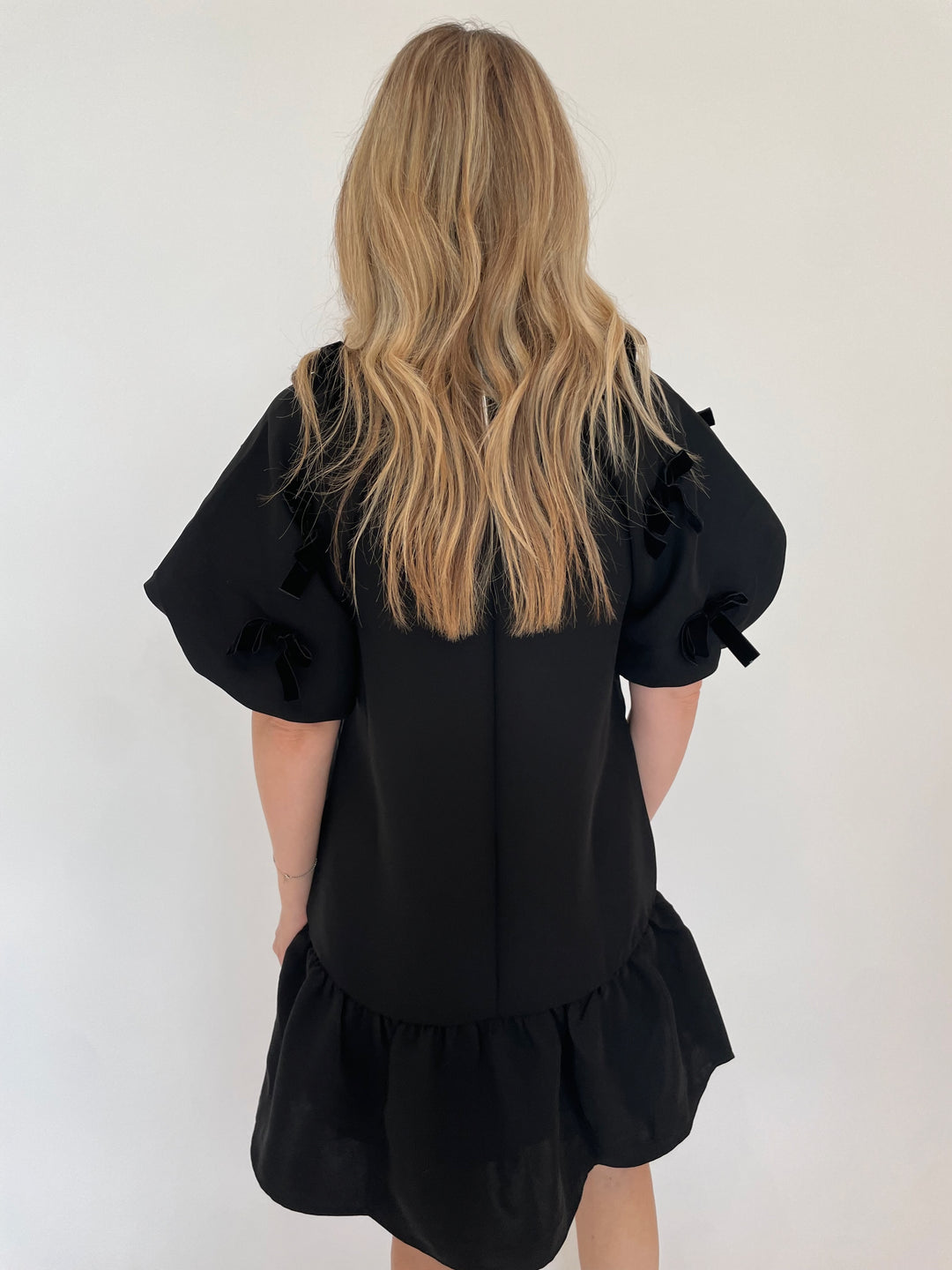 BK Lucy Bow Dress in Black available at Barbara Katz