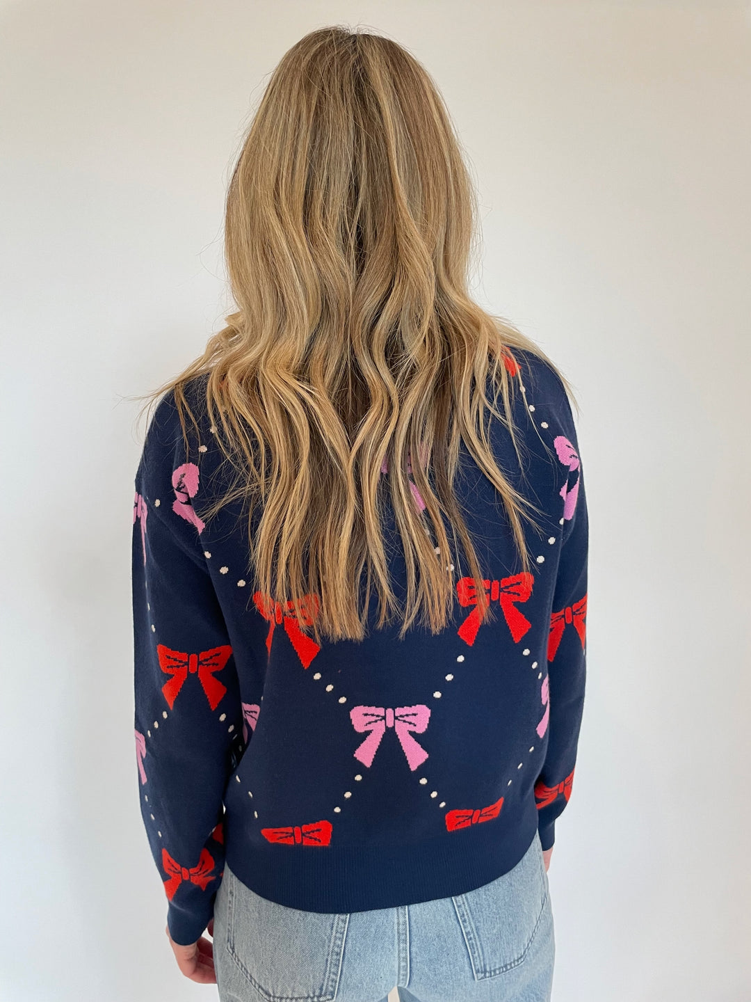 BK Trudy Ribbon Knit Sweater in Navy available at Barbara Katz