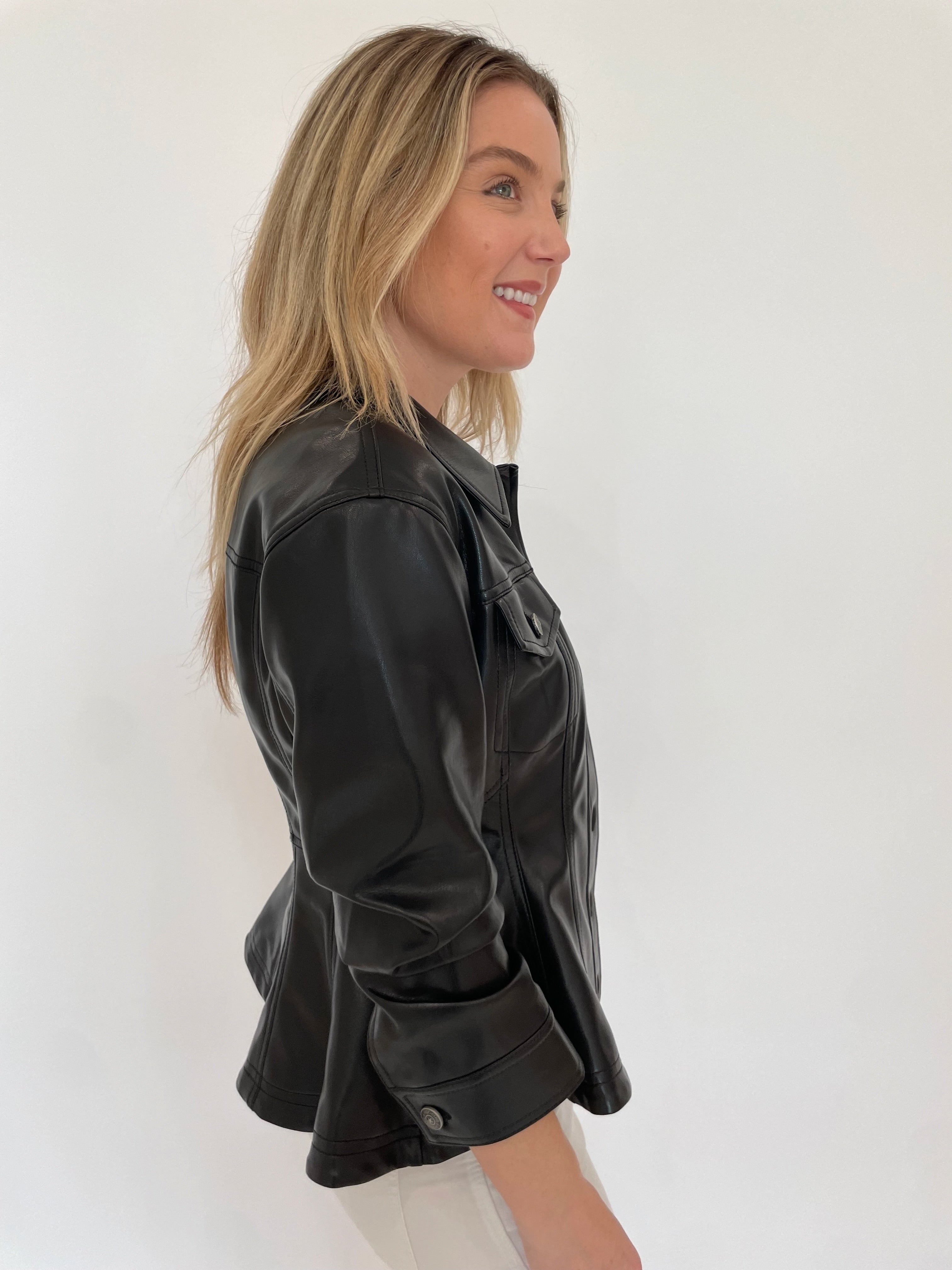 Gina Vegan Leather Peplum Jacket