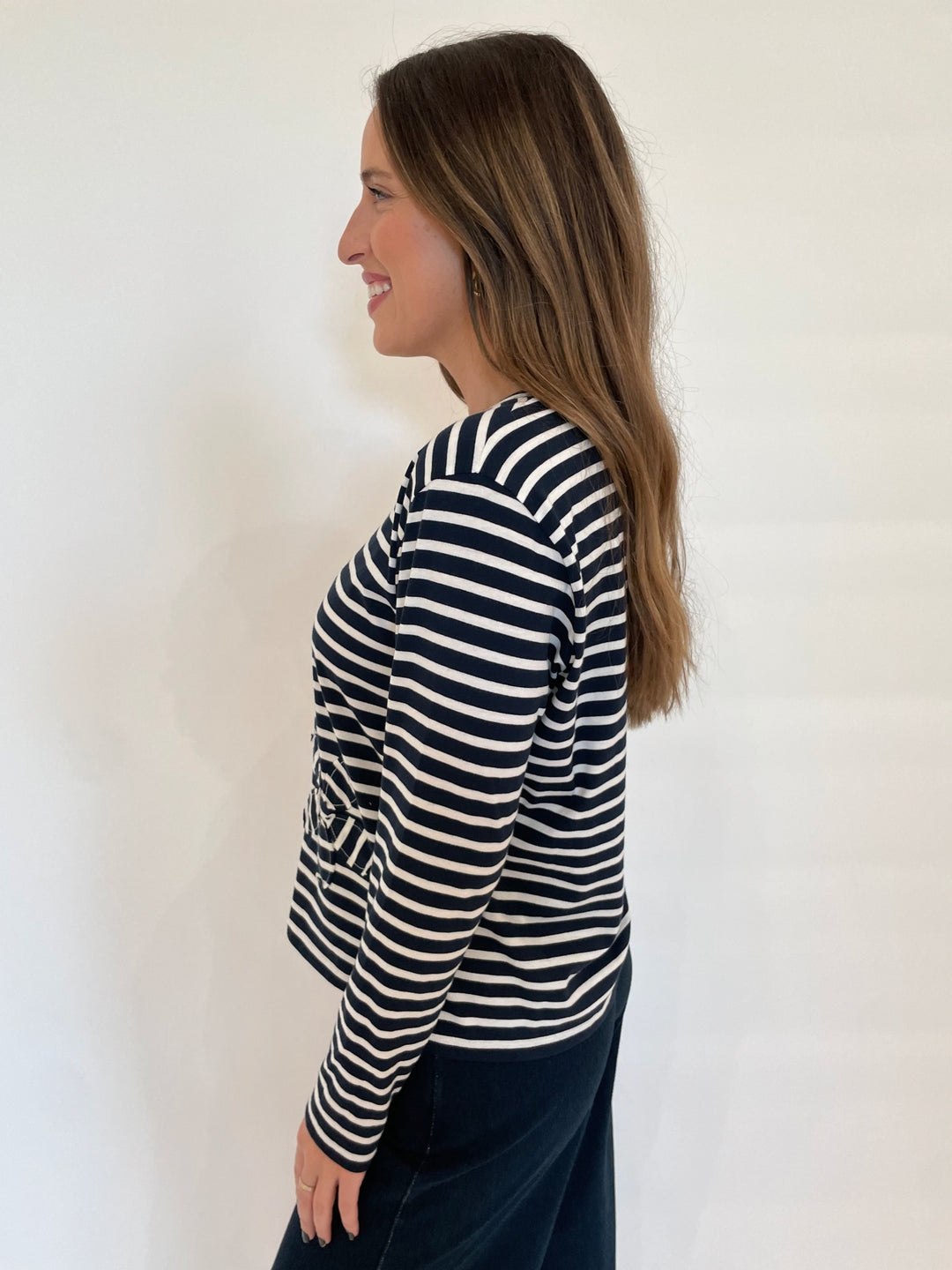 Elliott Lauren Stripe Long Sleeve Top in Navy available at Barbara Katz