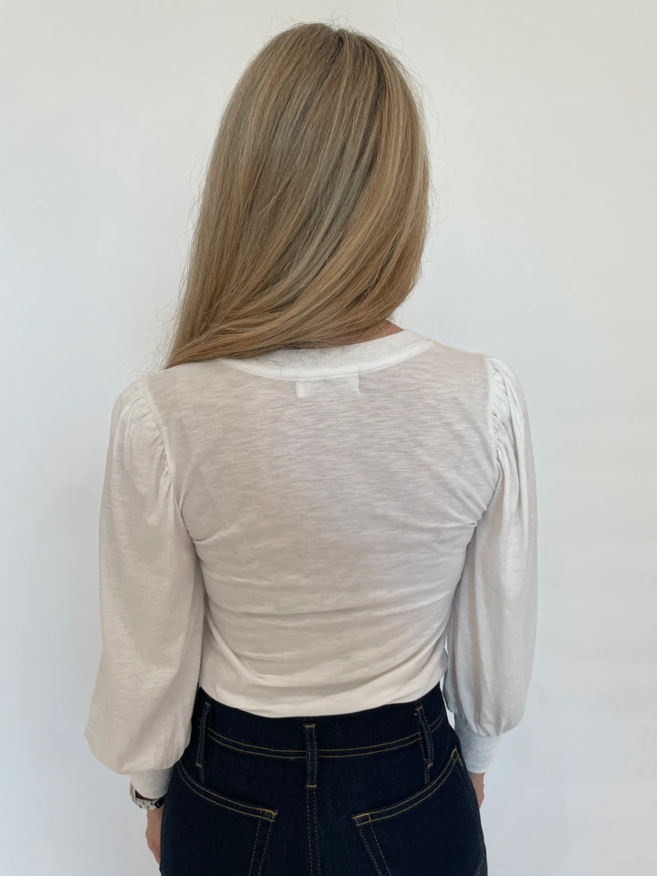 Nation Ltd Loren Smocked Peasant Tee in White available at Barbara Katz