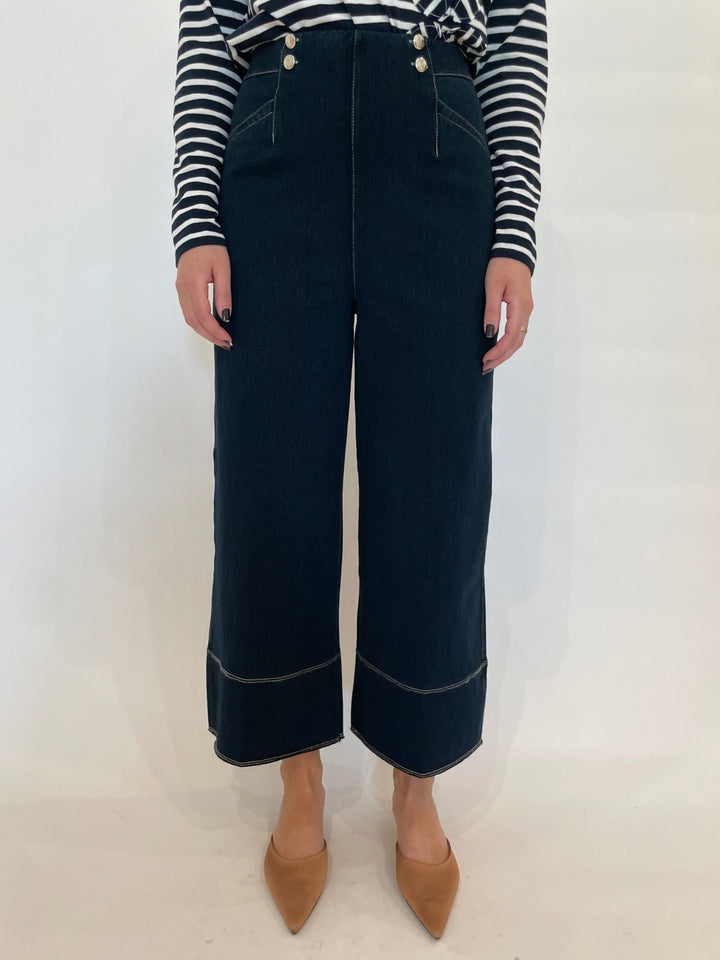 Lysse Dion Sailor Crop Palazzo Jeans in Indigo available at Barbara Katz