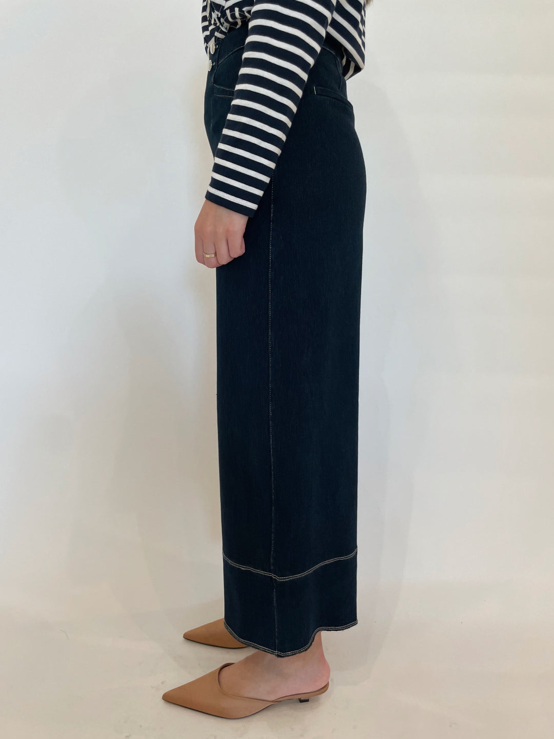 Lysse Dion Sailor Crop Palazzo Jeans in Indigo available at Barbara Katz