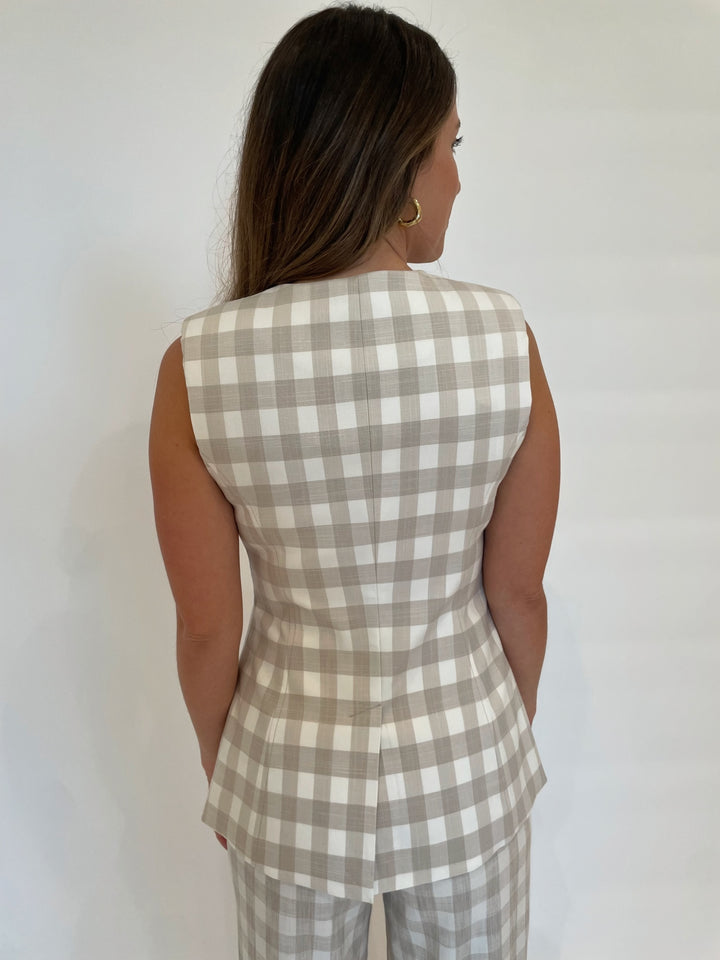 Simkhai  Sand Gingham Calliope Vest available at Barbara Katz