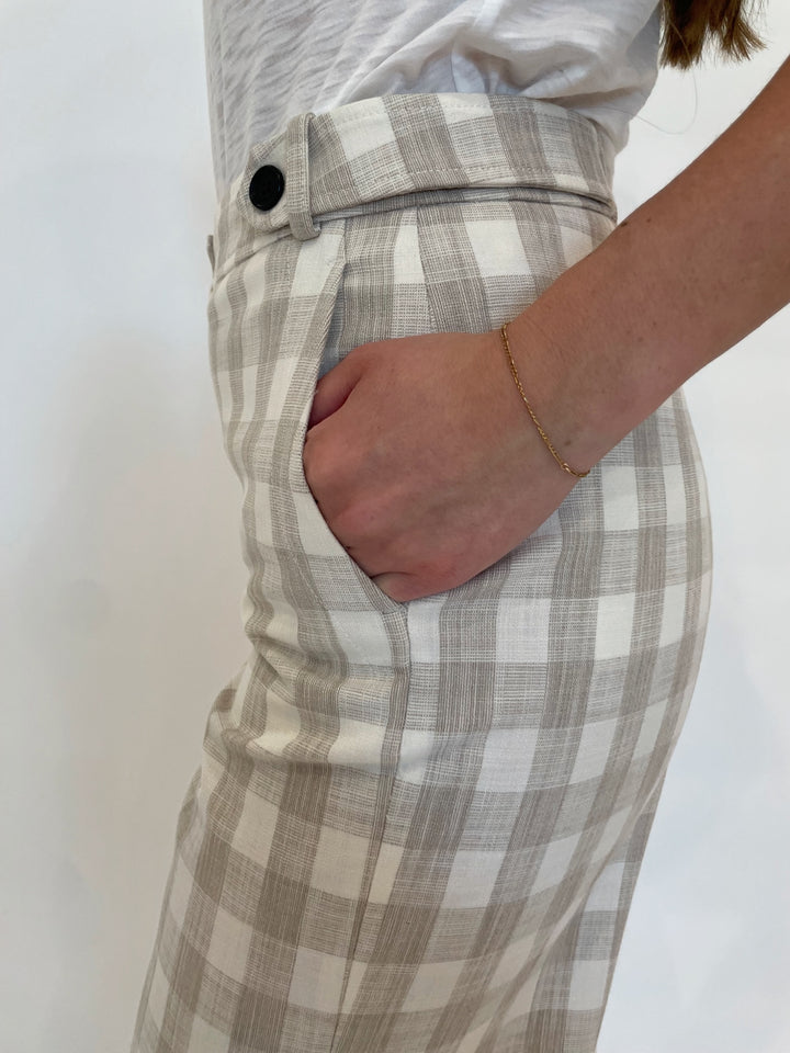 Simkhai Kennedy Cropped Pants in Sand Gingham available at Barbara Katz