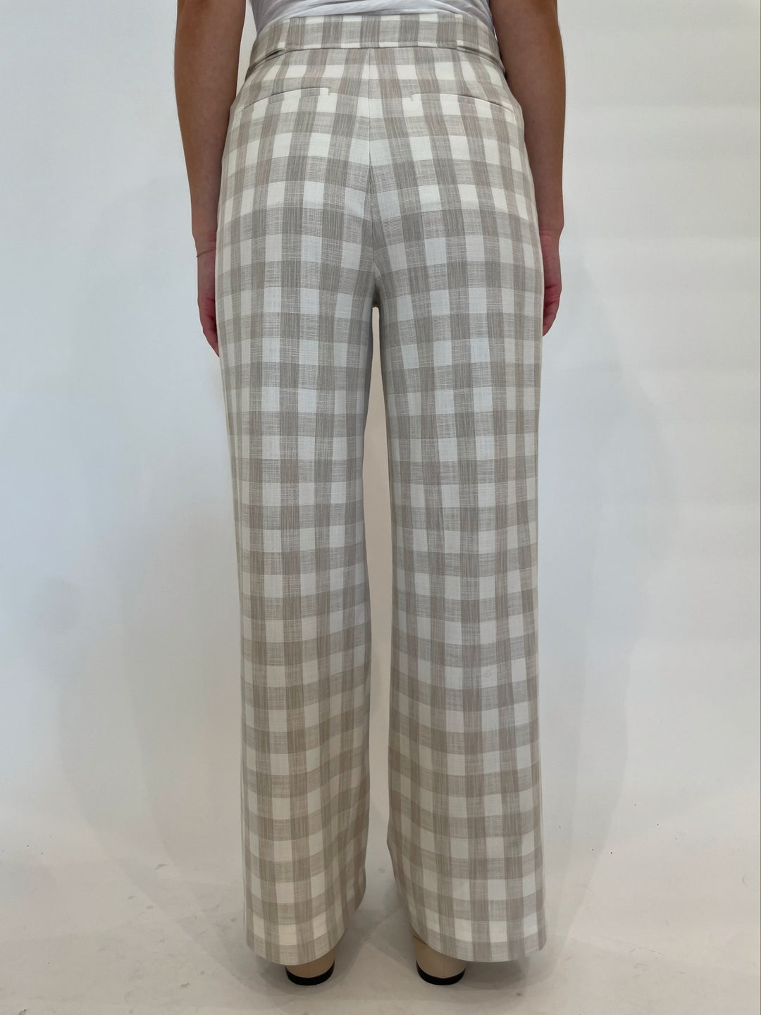 Simkhai Kennedy Cropped Pants in Sand Gingham available at Barbara Katz