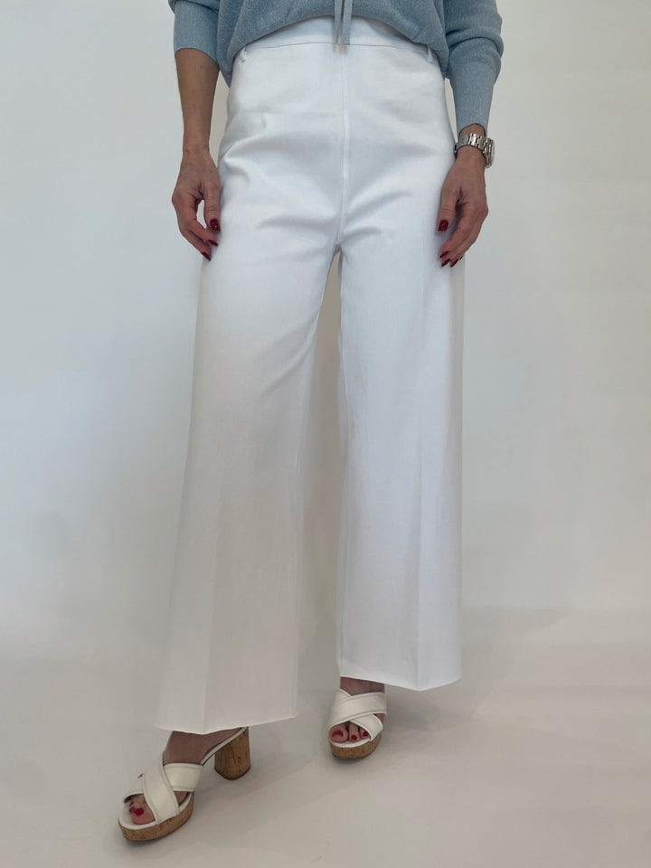 Lysse Erin Hi Waist Wide Leg Denim Pants in White available at Barbara Katz