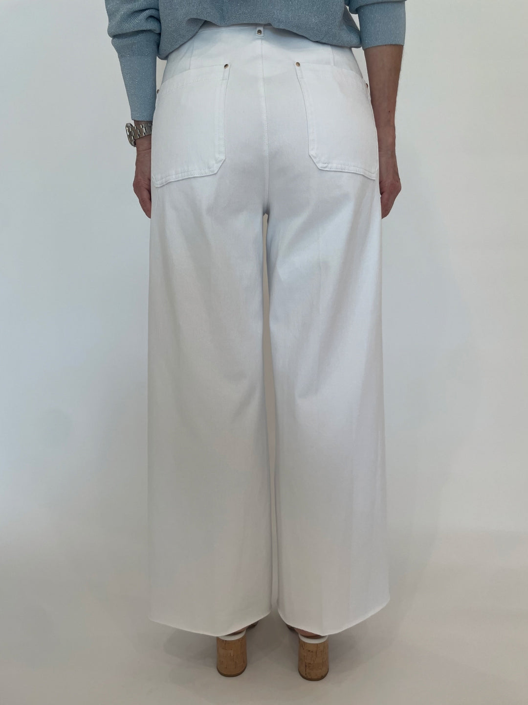 Lysse Erin Hi Waist Wide Leg Denim Pants in White available at Barbara Katz