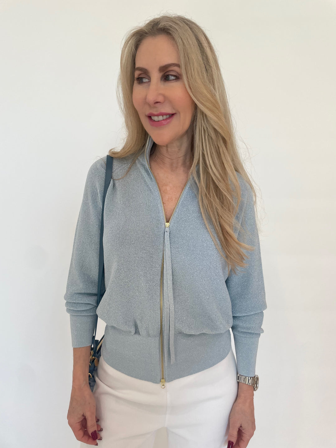 Marella Glamour Porto2 Cardigan in Ice available at Barbara Katz