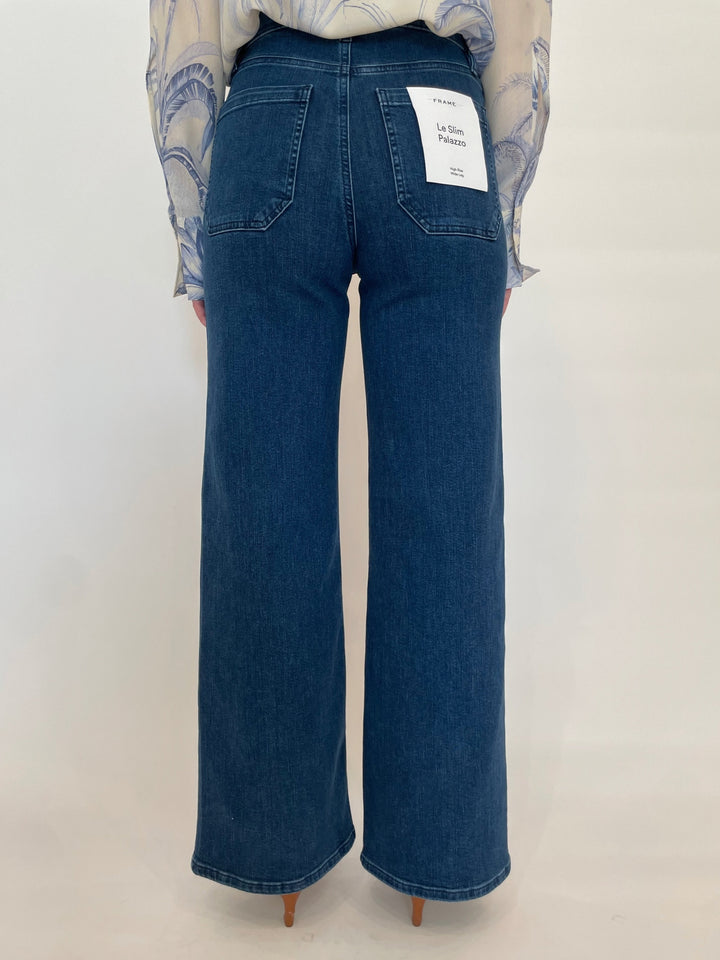 Frame Le Slim Palazzo Modernist Pocket Jeans in Loner available at Barbara Katz