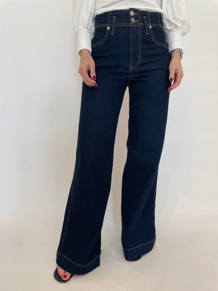 Frame The Seamed Wide Trouser Jeans in Rinse available at Barbara Katz