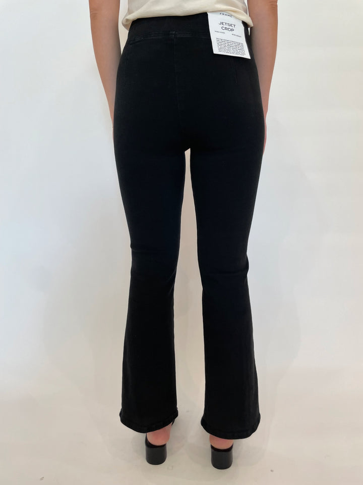 Frame Jetset Crop Mini Boot Jeans in Sheen Noir available at Barbara Katz