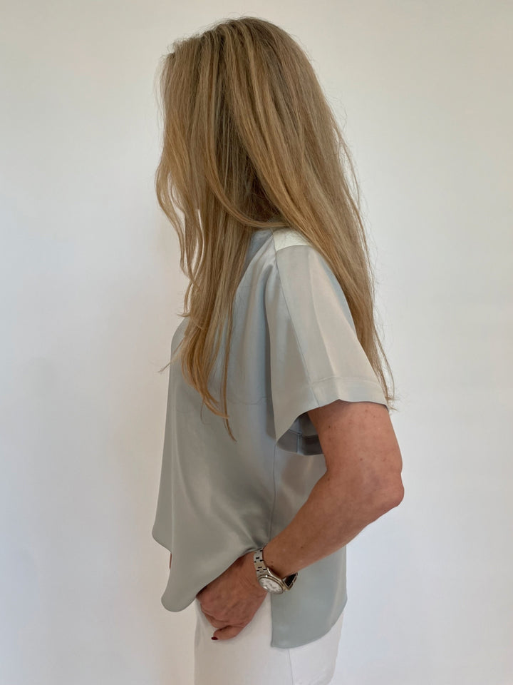 Simkhai Addy Short Sleeve Knit Back Short Sleeve Tee in Powder Blue available at Barbara Katz