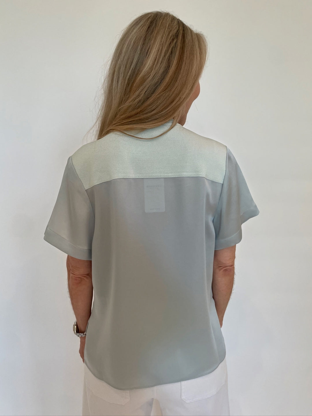 Simkhai Addy Short Sleeve Knit Back Crew Tee in Powder Blue available at Barbara Katz