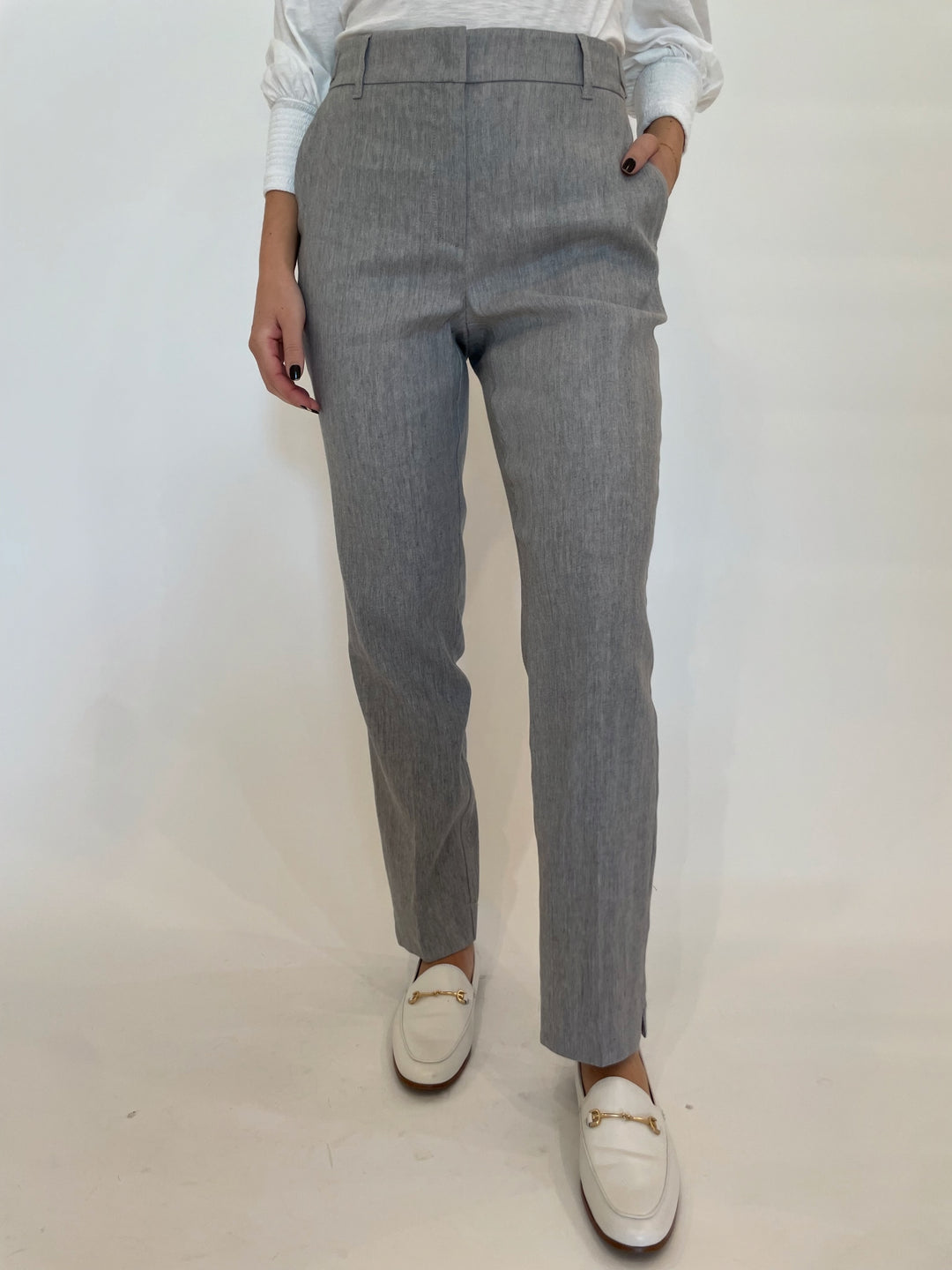 Marella Cometa Linen Stretch Pants in Grey available at Barbara Katz