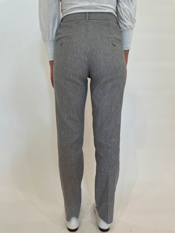 Marella Cometa Linen Stretch Straight Pants in Grey available at Barbara Katz