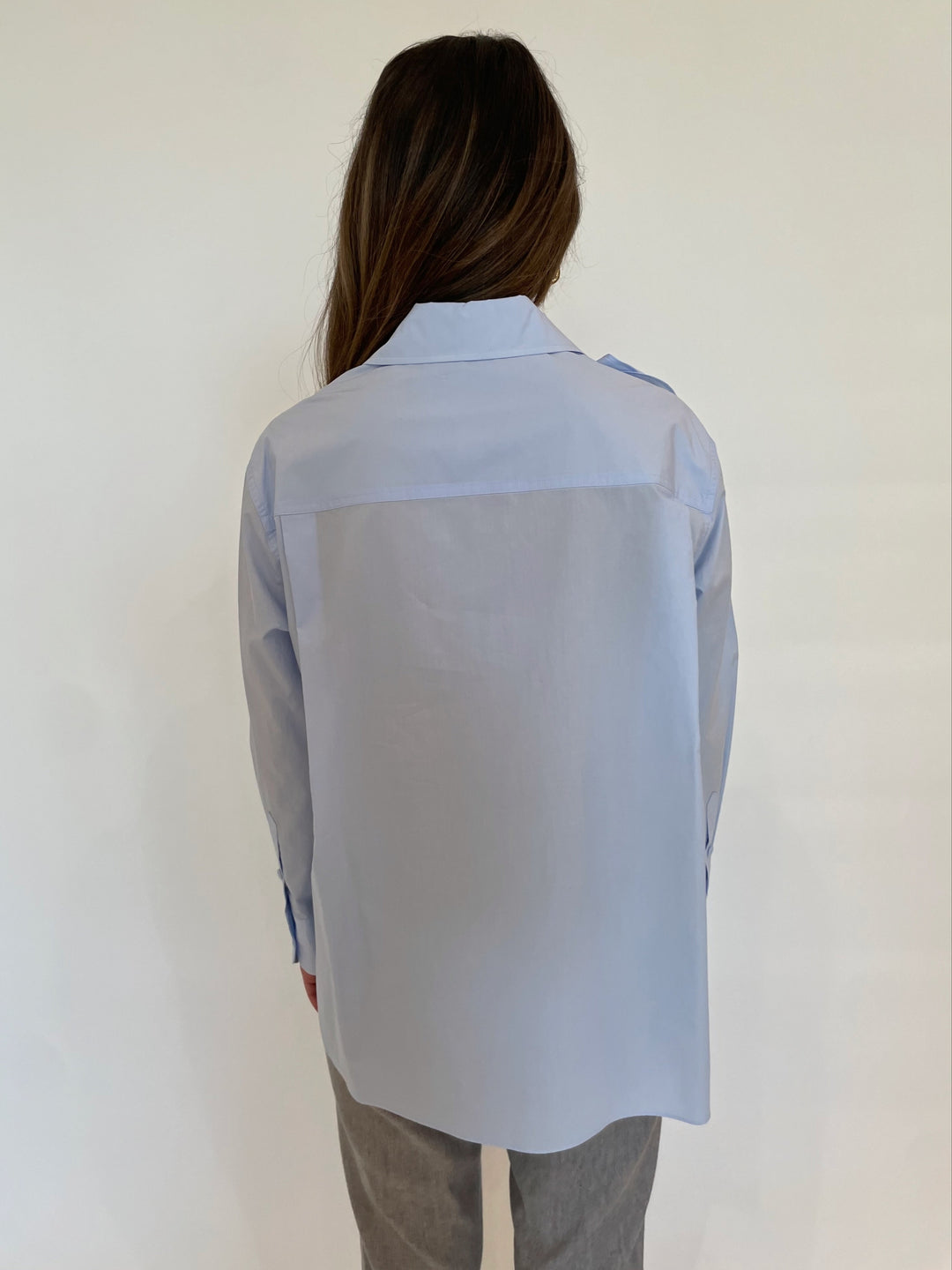 Marella Ketch Poplin Shirt in Light Blue available at Barbara Katz