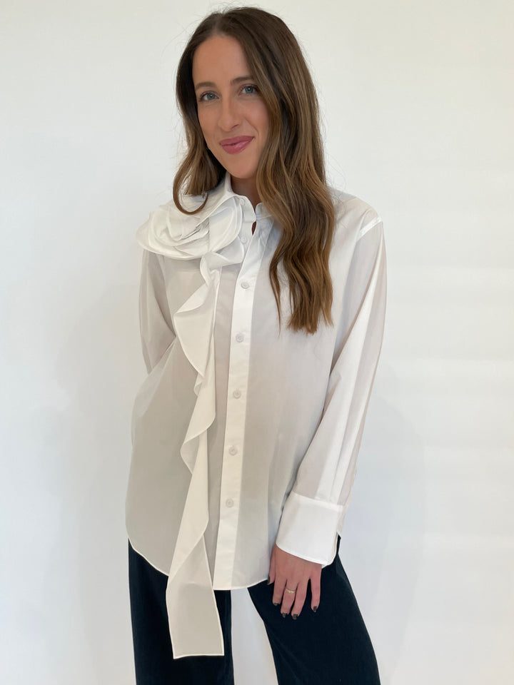 Marella Ketch Button-Down Poplin Shirt in White available at Barbara Katz