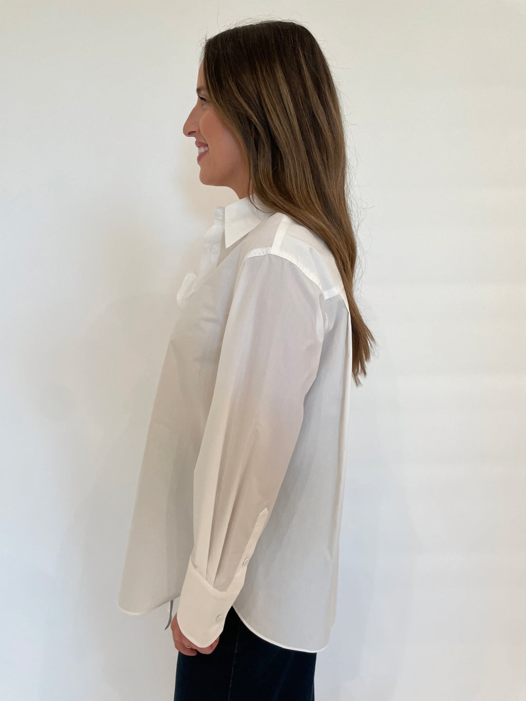 Marella Ketch Long Sleeve Poplin Shirt in White available at Barbara Katz