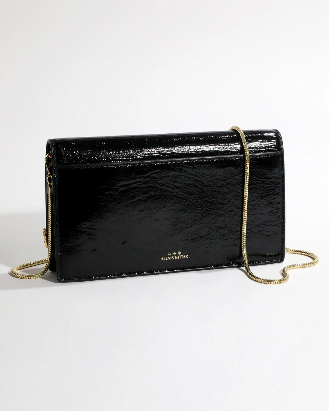 Alexis Bittar Black & Gold Angular Convertible Crossbody Leather Bag available at Barbara Katz