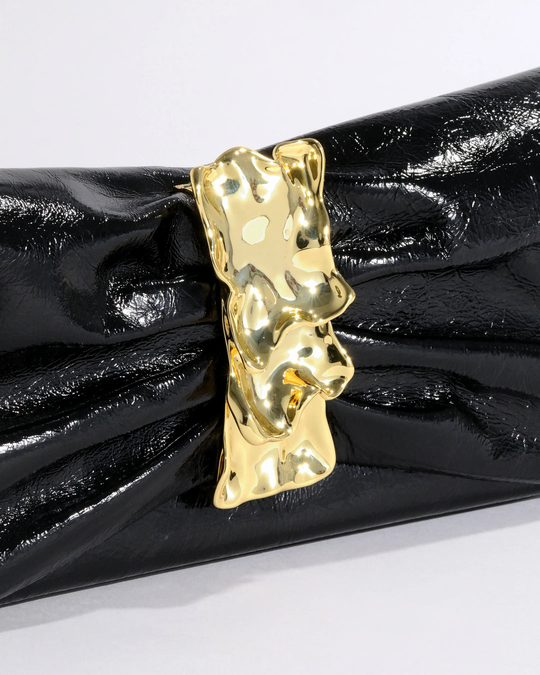 Alexis Bittar Gold Ribbon Convertible Shoulder Bag in Black Leather available at Barbara Katz