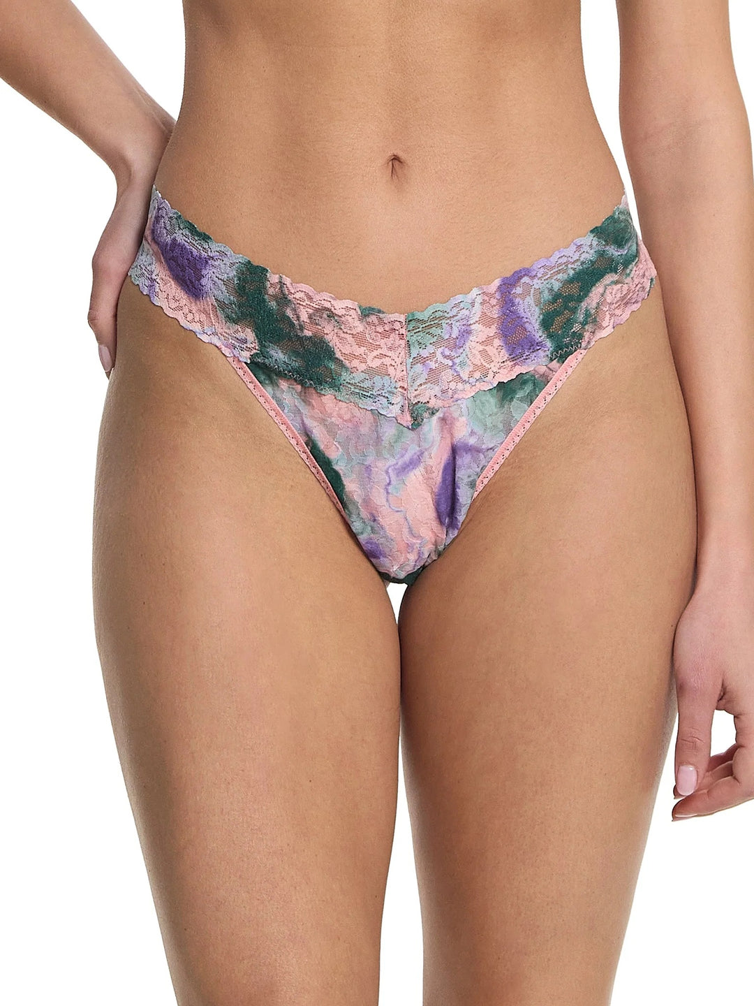 Hanky Panky Printed Signature Lace Original Rise Thong Painter available at Barbara Katz