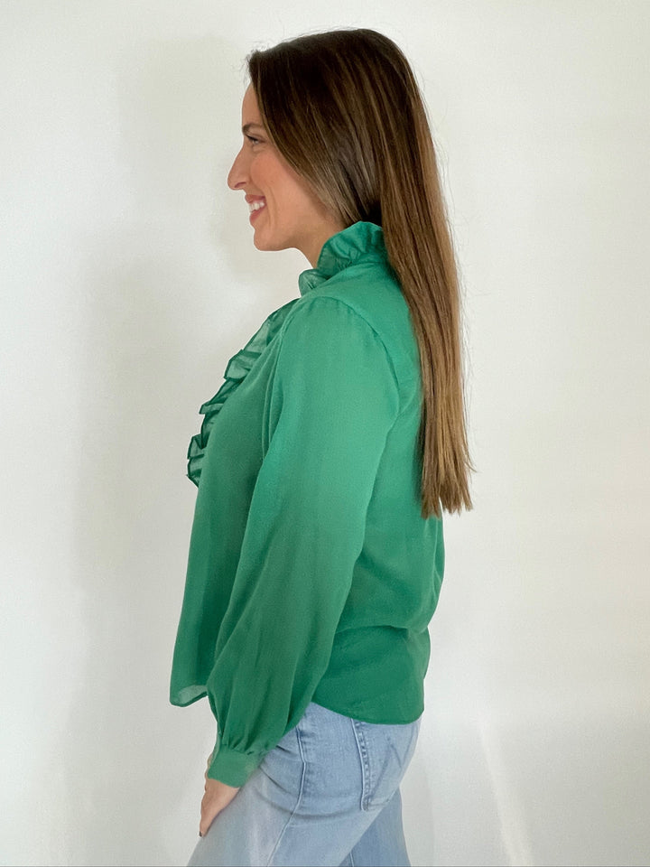 BK Rachel Long Sleeve Shirt in Emerald available at Barbara Katz