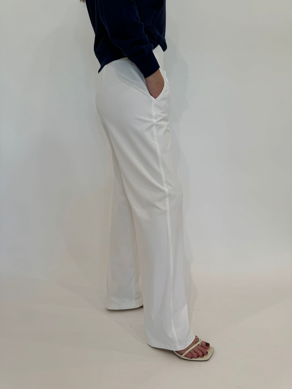 Raffaello Rossi White Candice Straight Tech Pants available at Barbara Katz