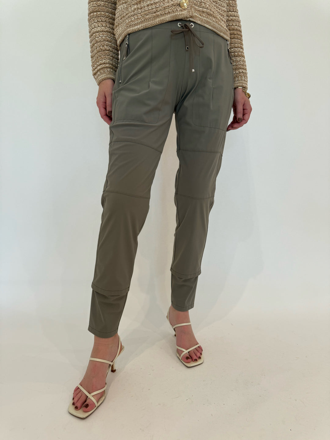 Raffaello Rossi Candy Pants in Green Grey available at Barbara Katz