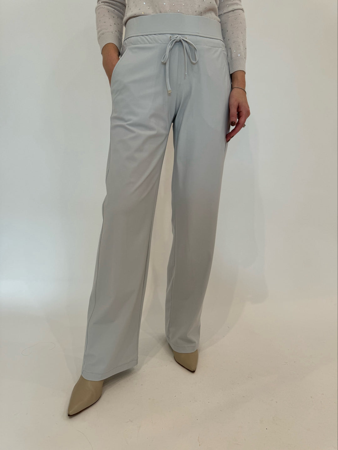 Raffaello Rossi Candice Straight Pants in Light Grey available at Barbara Katz