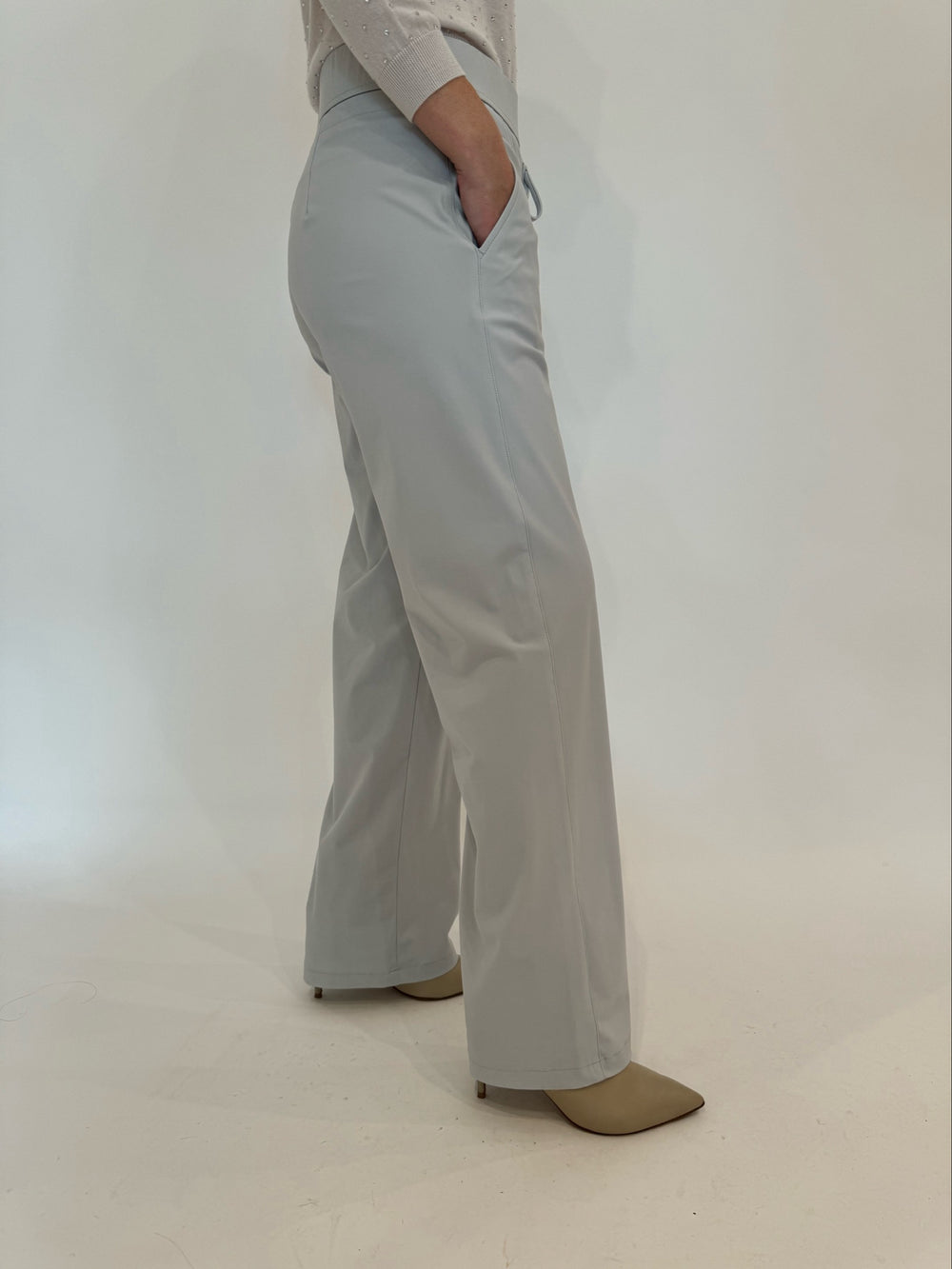 Raffaello Rossi Candice Straight Tech Pants in Light Gray available at Barbara Katz