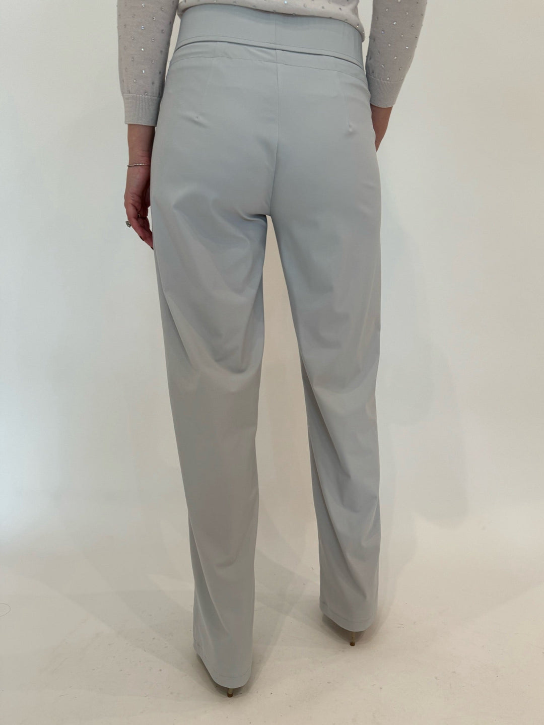 Raffaello Rossi Light Grey Candice Straight Tech Pants available at Barbara Katz