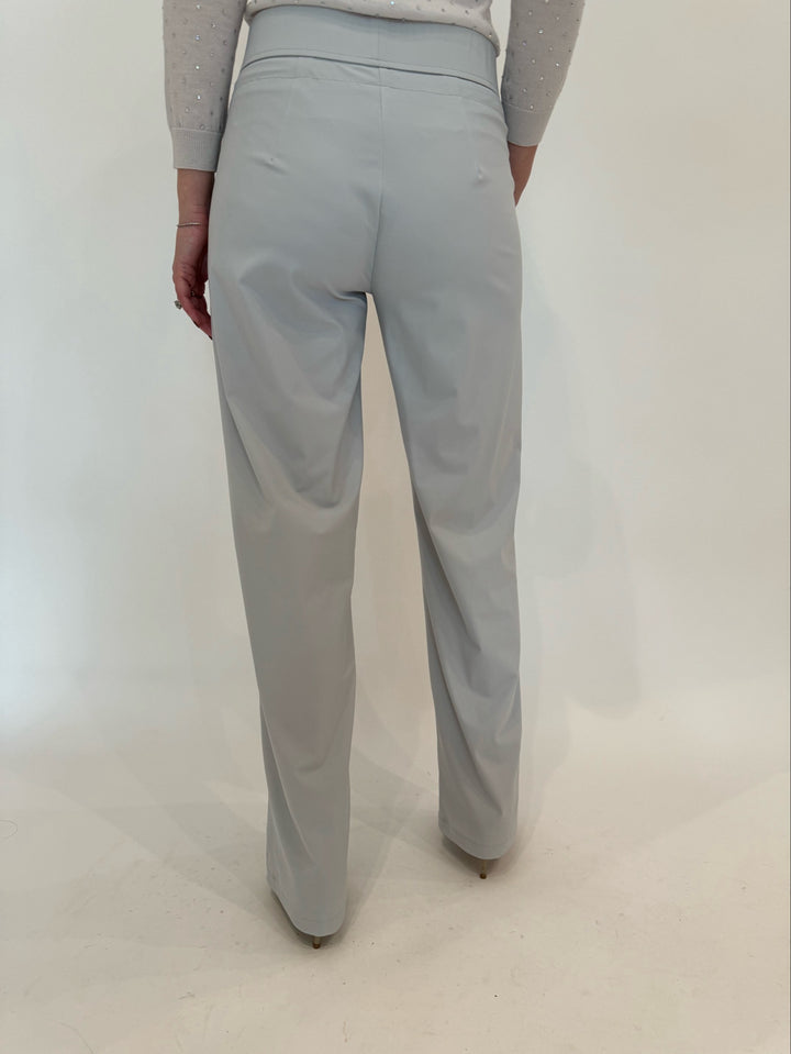 Raffaello Rossi Light Grey Candice Straight Tech Pants available at Barbara Katz